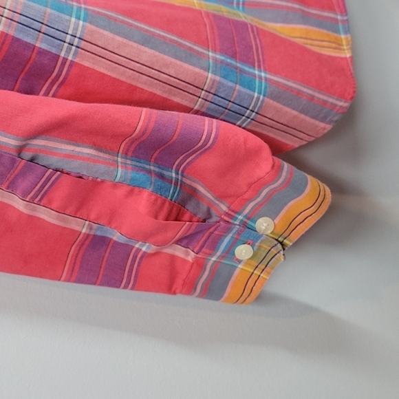 Henry Grethel Pink Plaid Button Down Men's Shirt size Large Bright Neon - Picture 8 of 10